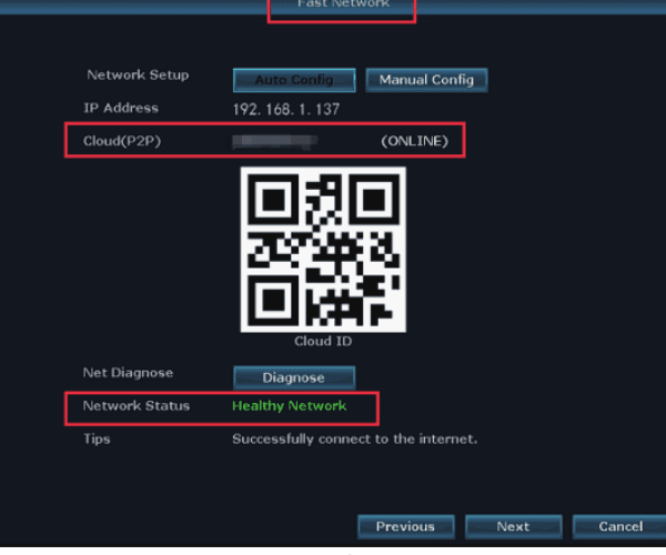 Cloud (P2P) ÇEVRİMİÇİ ve Sağlıklı Ağ gösteren Hızlı Ağ ekranı