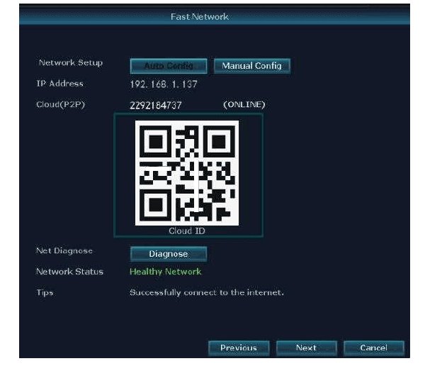 Cloud ID QR kodunu gösteren Hızlı Ağ ekranı