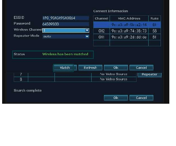 "Wireless has been matched" gösteren Router eşleştirme iletişim kutusu